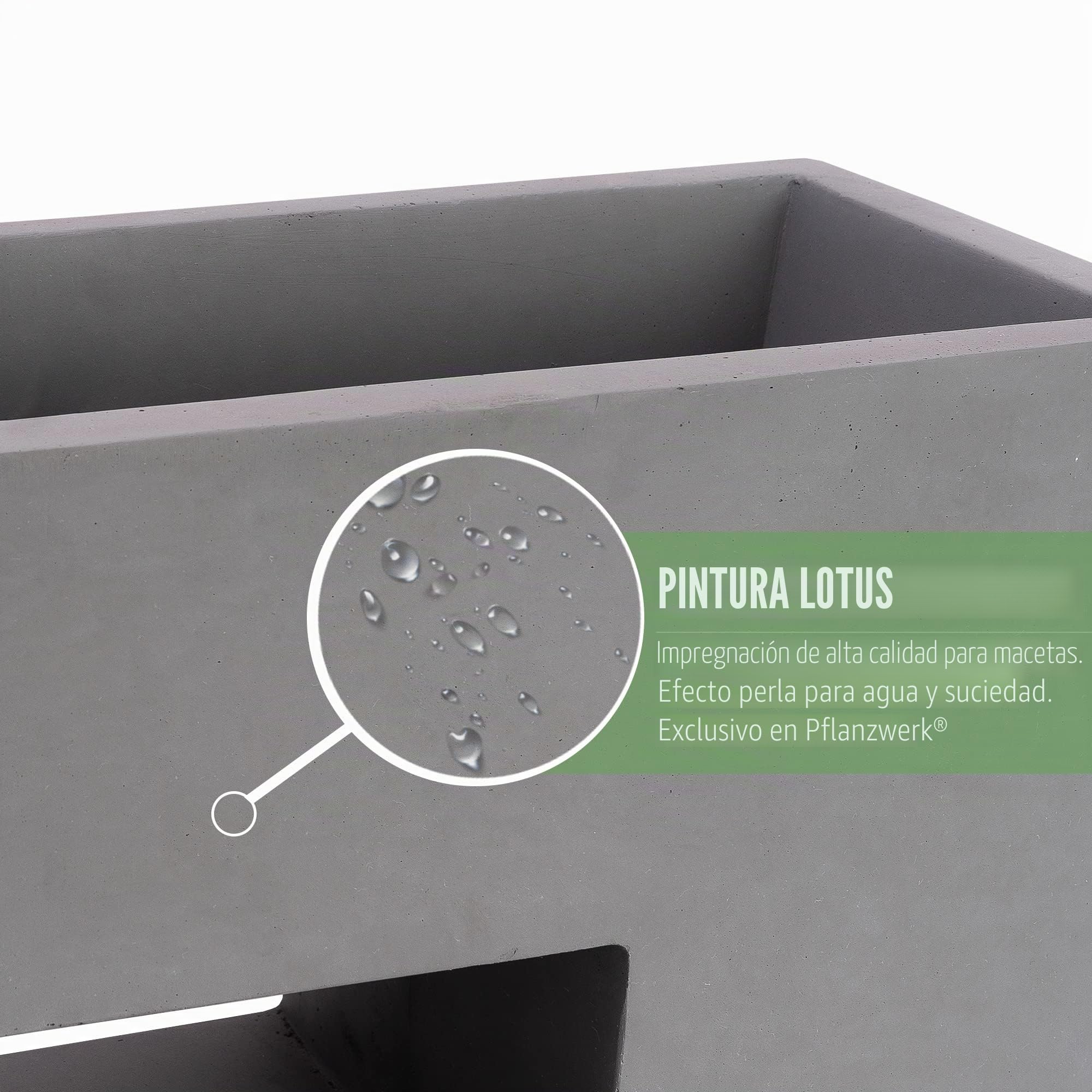 Pflanzwerk® Maceta Fibra de Vidrio Vista Gris 52x75x27cm XXL *Resistente a Las heladas* *Protección UV* *Calidad Europeo*