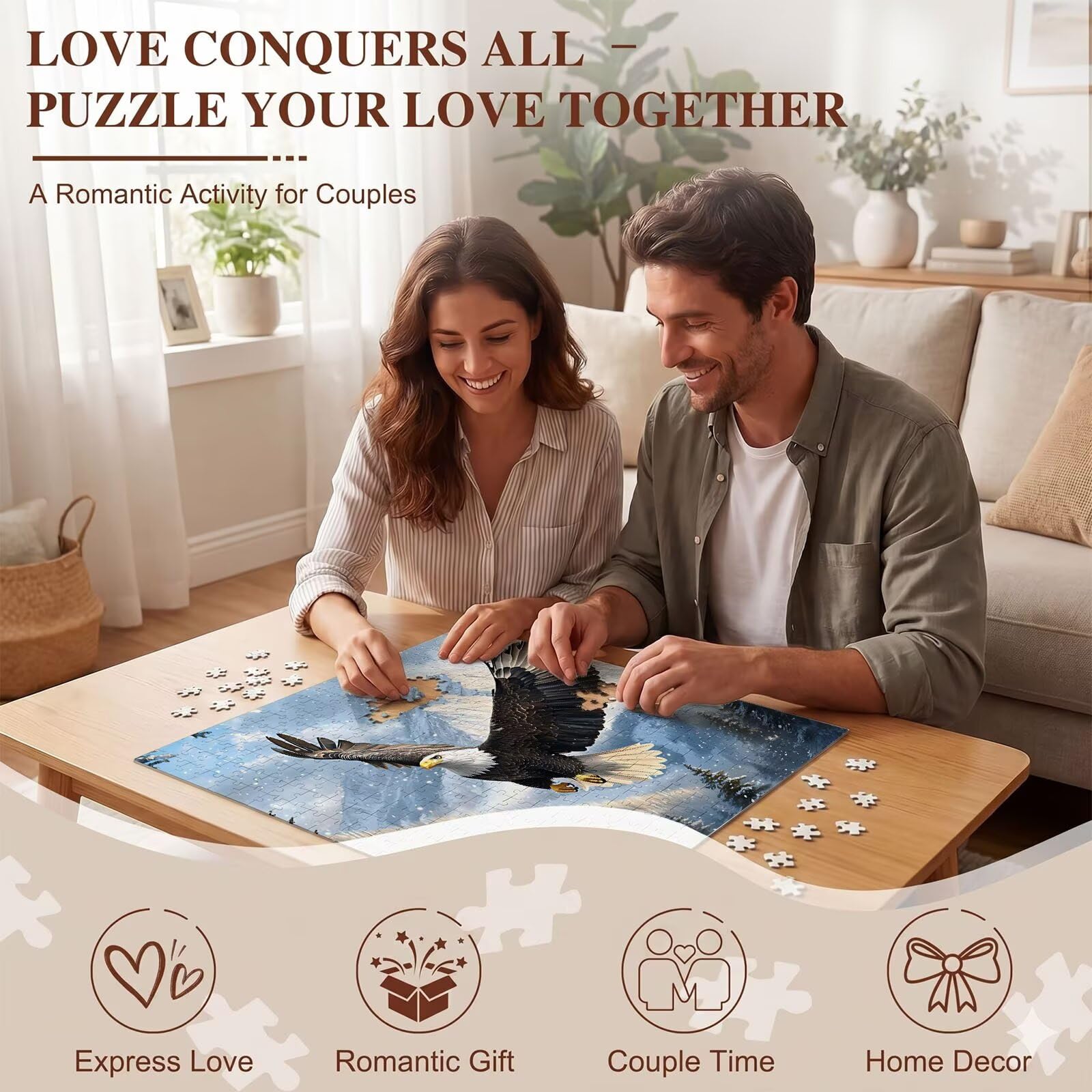 paesaggio aquila Puzzle 1000 Pezzi per Adulti, Puzzle in Legno - Collezione Classica con Poster Incluso - Sfida di Concentrazione e Passatempo Antistress, Gioco per Famiglia, 75 x 50 cm f0-517