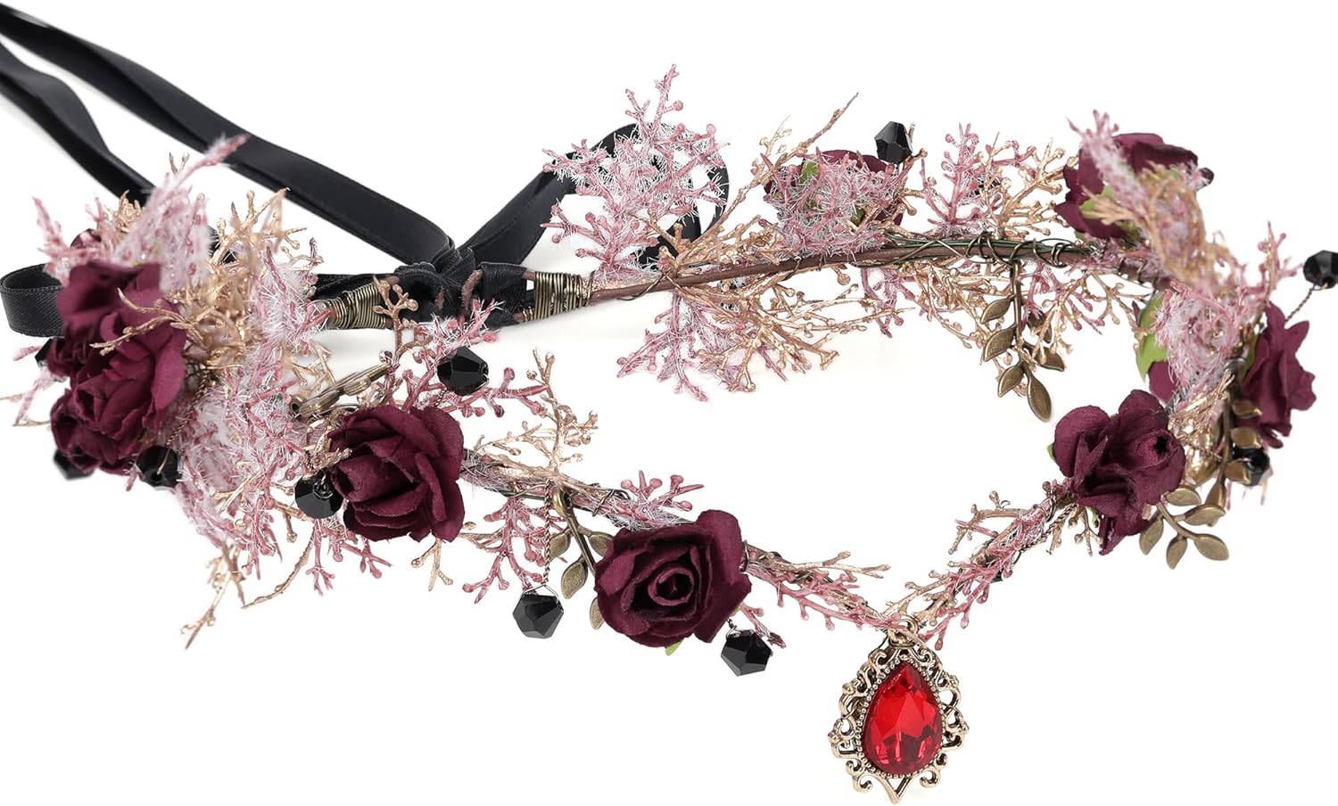 MOSTORY Fairy Flower Crown for Women - Woodland Elf Crown for Renaissance Faire Accessories Cosplay Photo Shoot Fairy Outfit