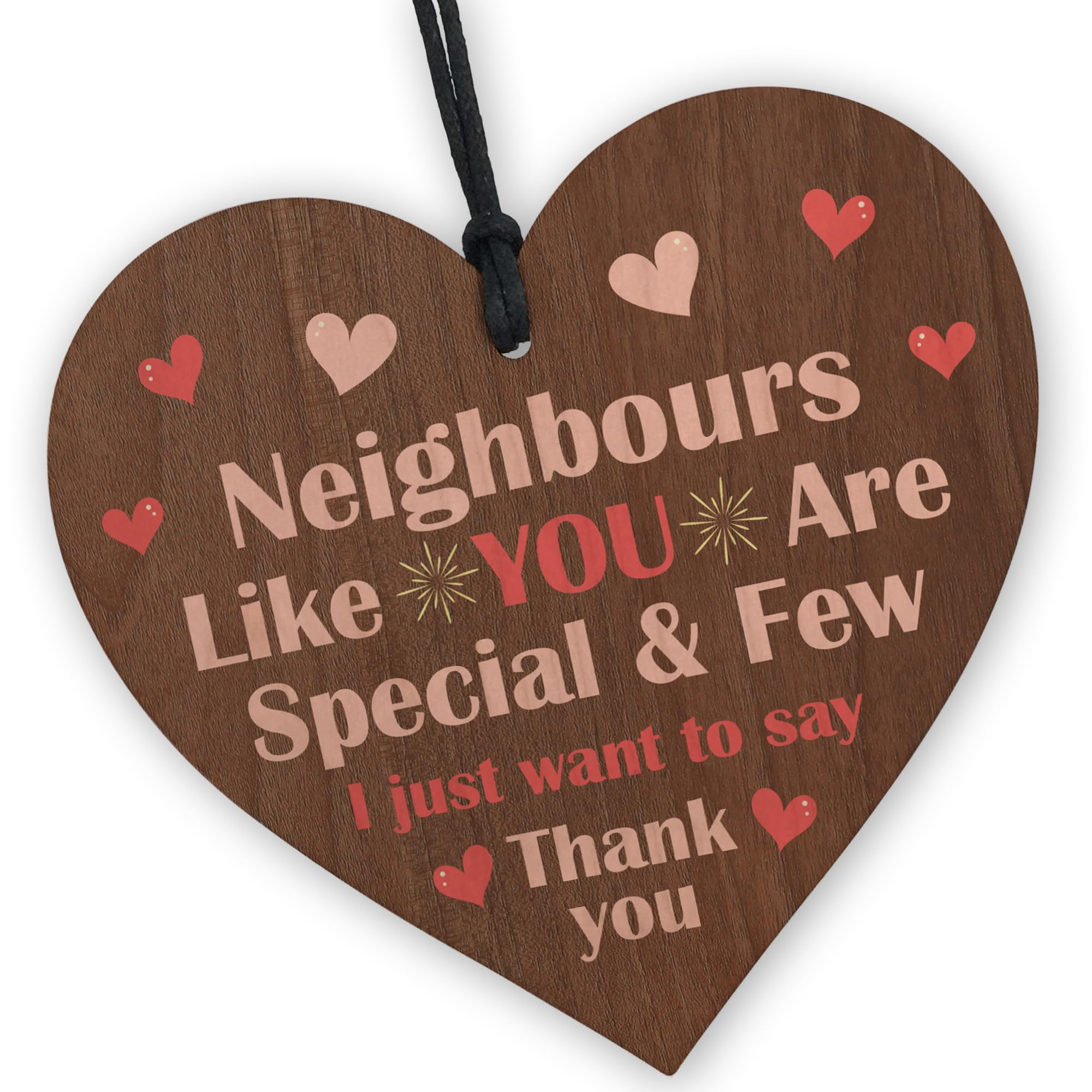 Red Ocean Friendship Gift For Neighbour Wood Heart Neighbour Birthday Gift Christmas Thank You Gift For Him Her