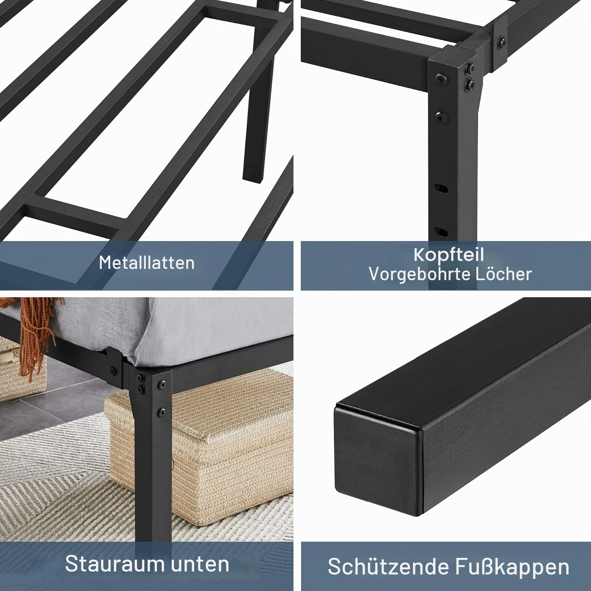 Yaheetech Bettrahmen 36cm H Metallbett mit Lattenrost – Bild 6