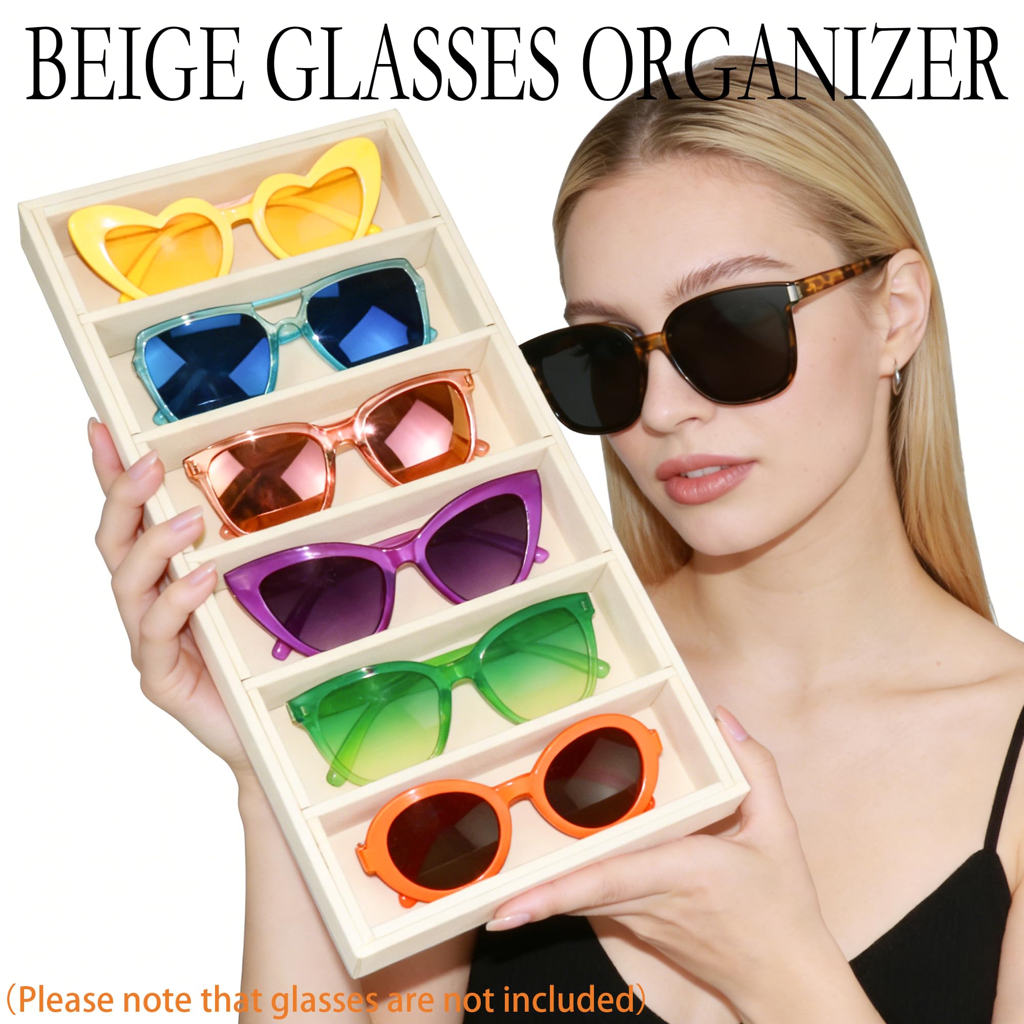 Bandejas de joyería para almacenamiento de gafas de sol, 2 beige