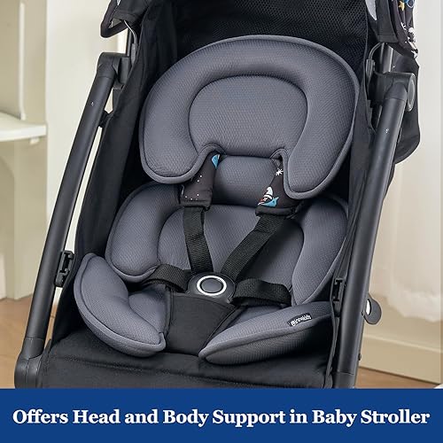 Miniatura 7 de Innokids Almohada de apoyo para la cabeza y el cuerpo, inserto de asiento de automóvil para recién nacido a niño pequeño (gris)