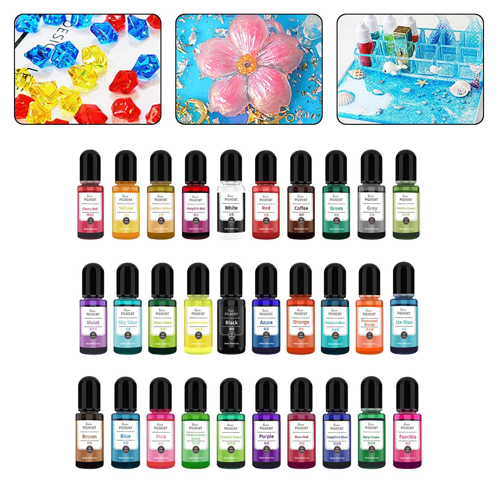 TISHITA 24 Piezas Pigmento Epoxi Líquido para Resina Artesanal Tinte para Joyería Pintura para Manualidades DIY Adecuado para Bisutería Fabricación, 30 Uds., Individual