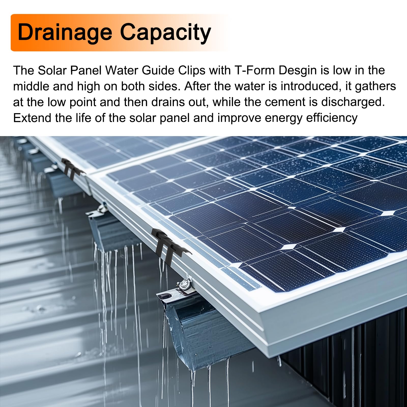 QUARKZMAN 50 Stück Solarpanel Wasserablauf Clips 35mm Schlammentfernungsclips Wasserablaufclips Entwässerung Wasserführung Reinigungsclips für Solarpanel PV Solarmodule Dach Photovoltaik