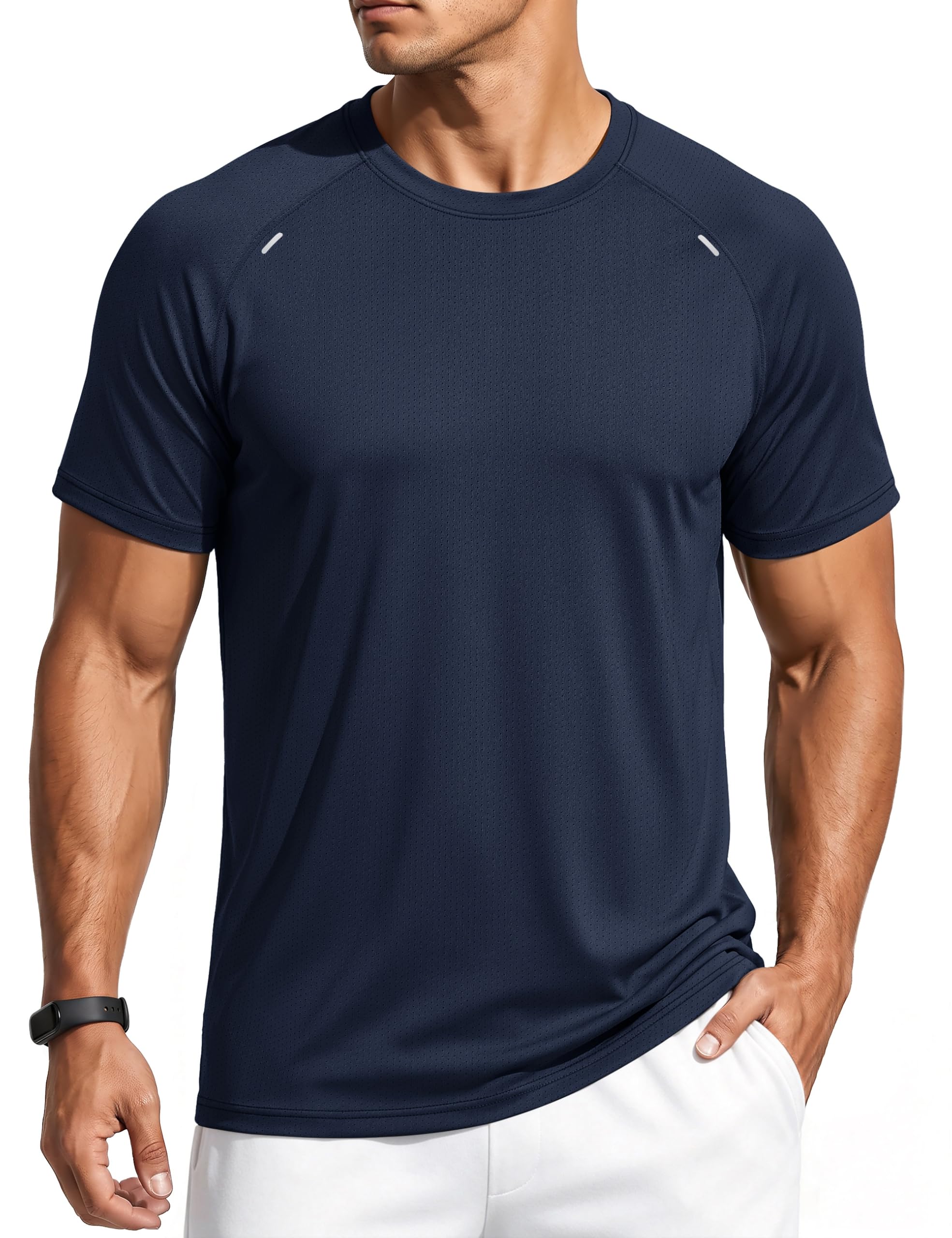 Men's Workout Shirts Dry Fit Mesh Short Sleeve Athletic T-Shirts