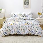 Mooreeke Duvet Cover Full Size, 3 Piece Boho Montage Floral Duvet Cover Set with Zipper Closure, Soft & Breathable Microfiber Botanical Patterns Bedding Set with 4 Corner Ties and 2 Pillow Shams