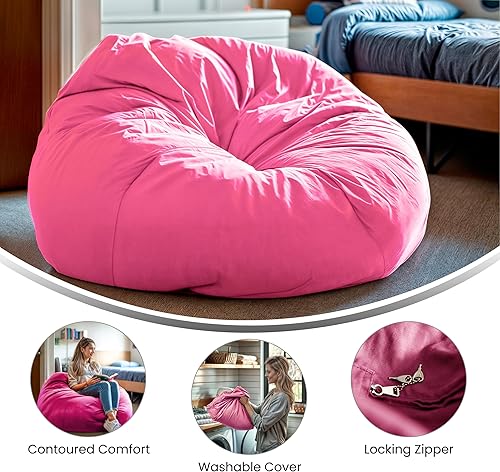 Miniatura 163 de Flash Furniture Puf de gran tamaño para niños y adultos, juego de 1, sherpa natural Negro -,Negro Peludo,Blush Peludo,Marrón,Camouflaje,Azul