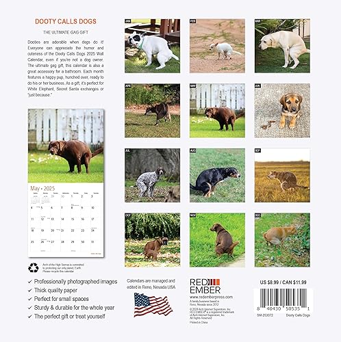 Miniatura 8 de RED EMBER Calendario de pared 2024, divertido regalo mensual de broma para hacer popa, 12 x 24 pulgadas, papel grueso