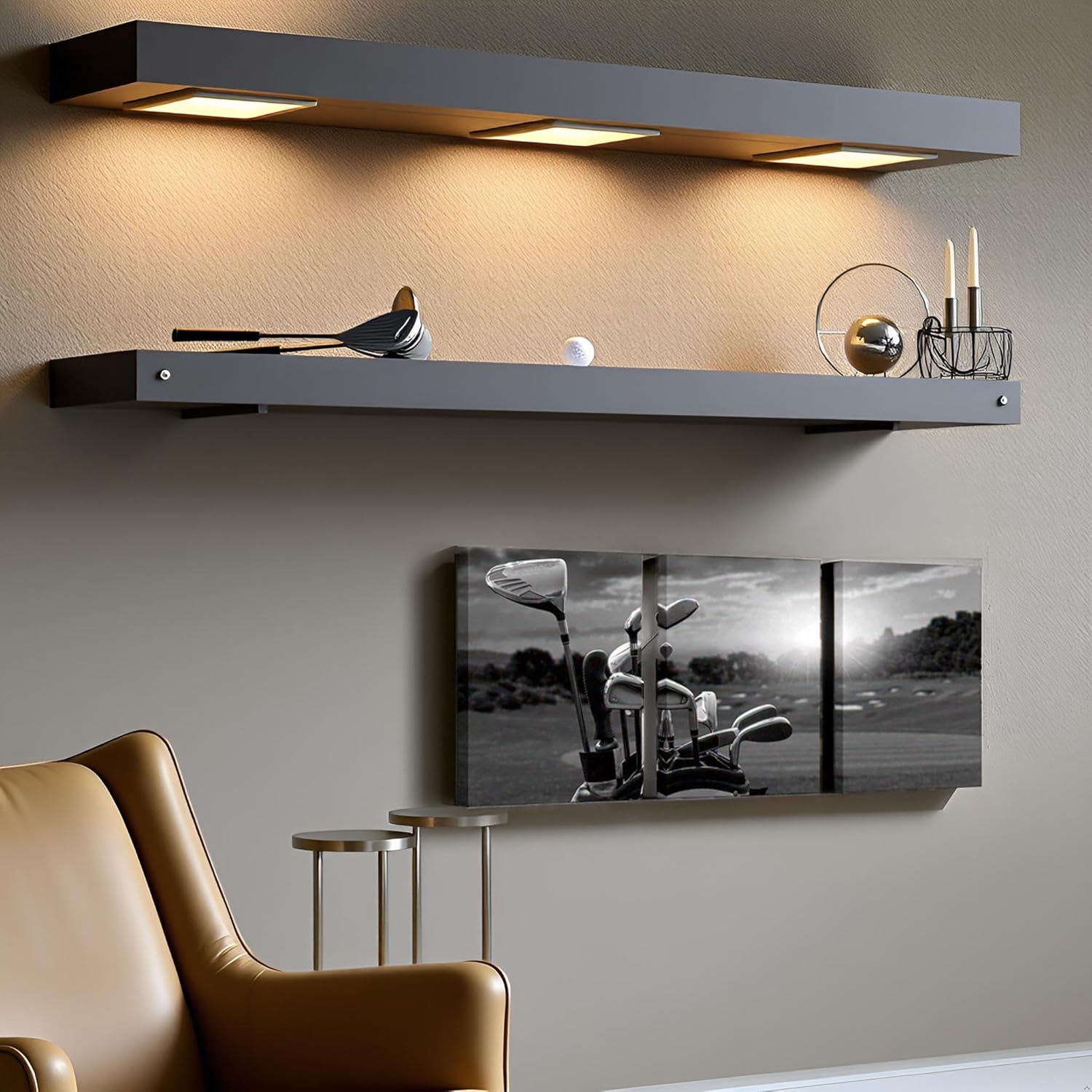 LevvArts 3 Panel Black and White Golf Canvas Wall Art Golf Course at Sunset Landscape Pictures Painting Golfing Sports Artwork Decor for Living Room Gym Ready to Hang (Small) - Image 3