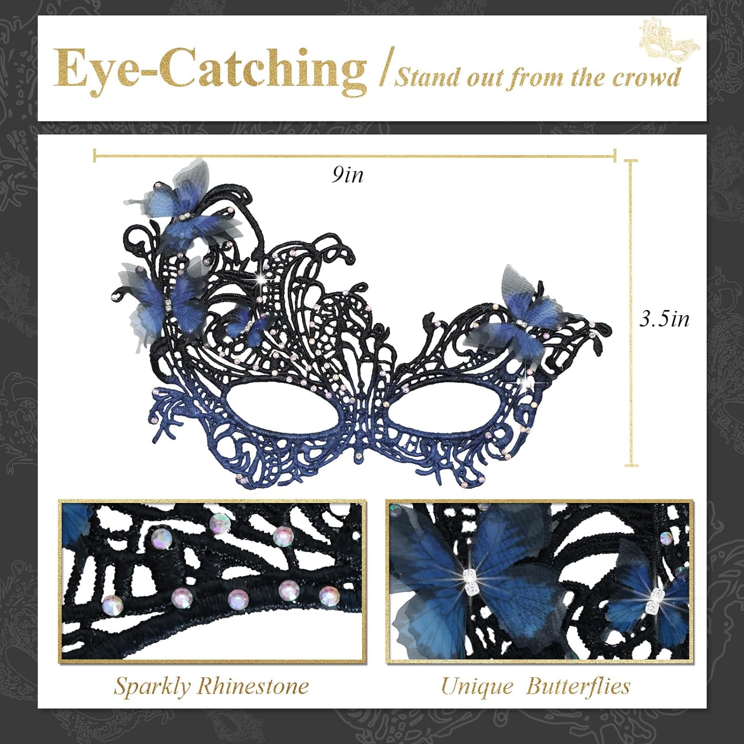 Masquerade Mask for Women, Fit Well Mardi Gras Mask with Adjustable Strap for Masquerade Costume Party - Image 3