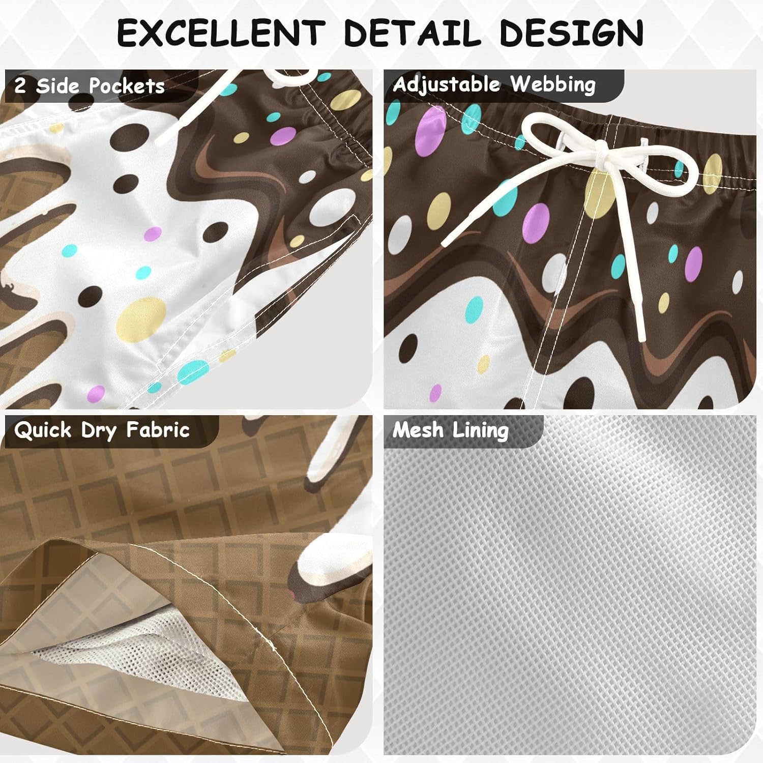 Kids Swim Trunks Adjustable Waist Board Beach Shorts Mesh Lining Swimsuits - Image 6