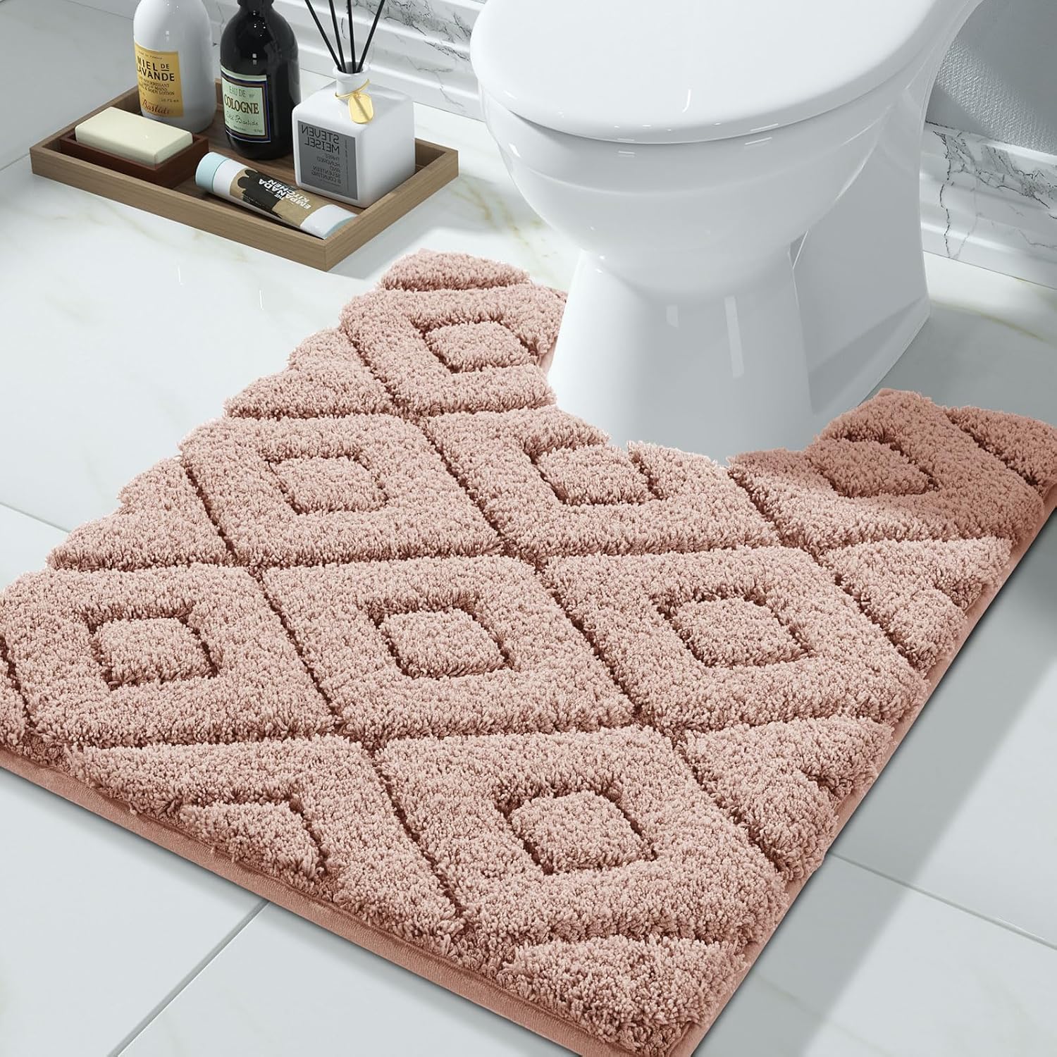 Amazon.com: Yimobra Bathroom Toilet Rug, Fluffy Thick Bathroom Mat for ...