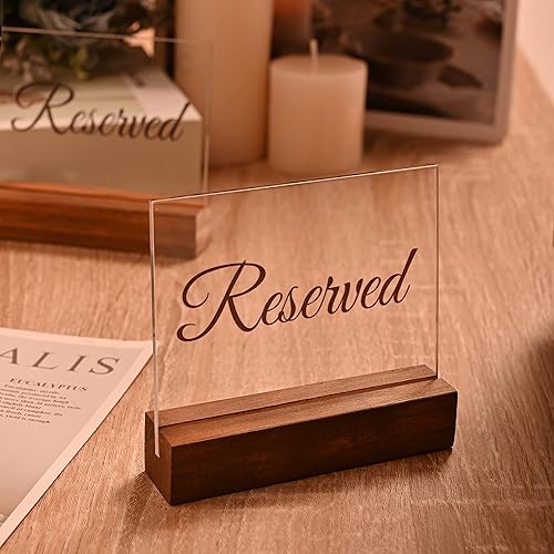 Miniatura 4 de Sparkle Race Letreros de mesa reservados, paquete de 6 letreros acrílicos reservados para bodas con soportes de madera, tarjetero para cenas,