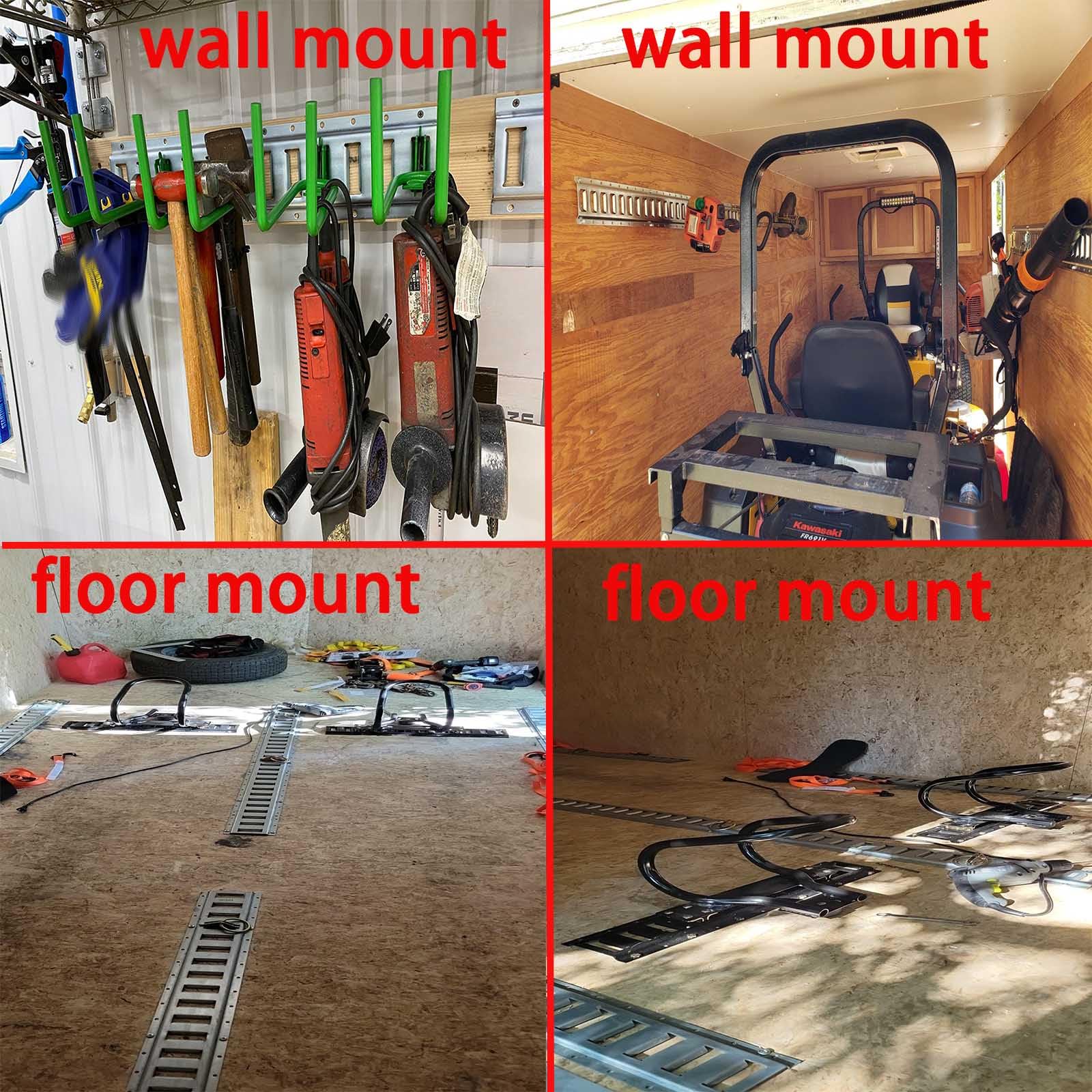 Binario di fissaggio per binari da 0,6 m (2 pezzi) per letti di camion, garage, furgoni, rimorchi, legami per moto, ATV e altri accessori di fissaggio - Guide per barre in acciaio zincato