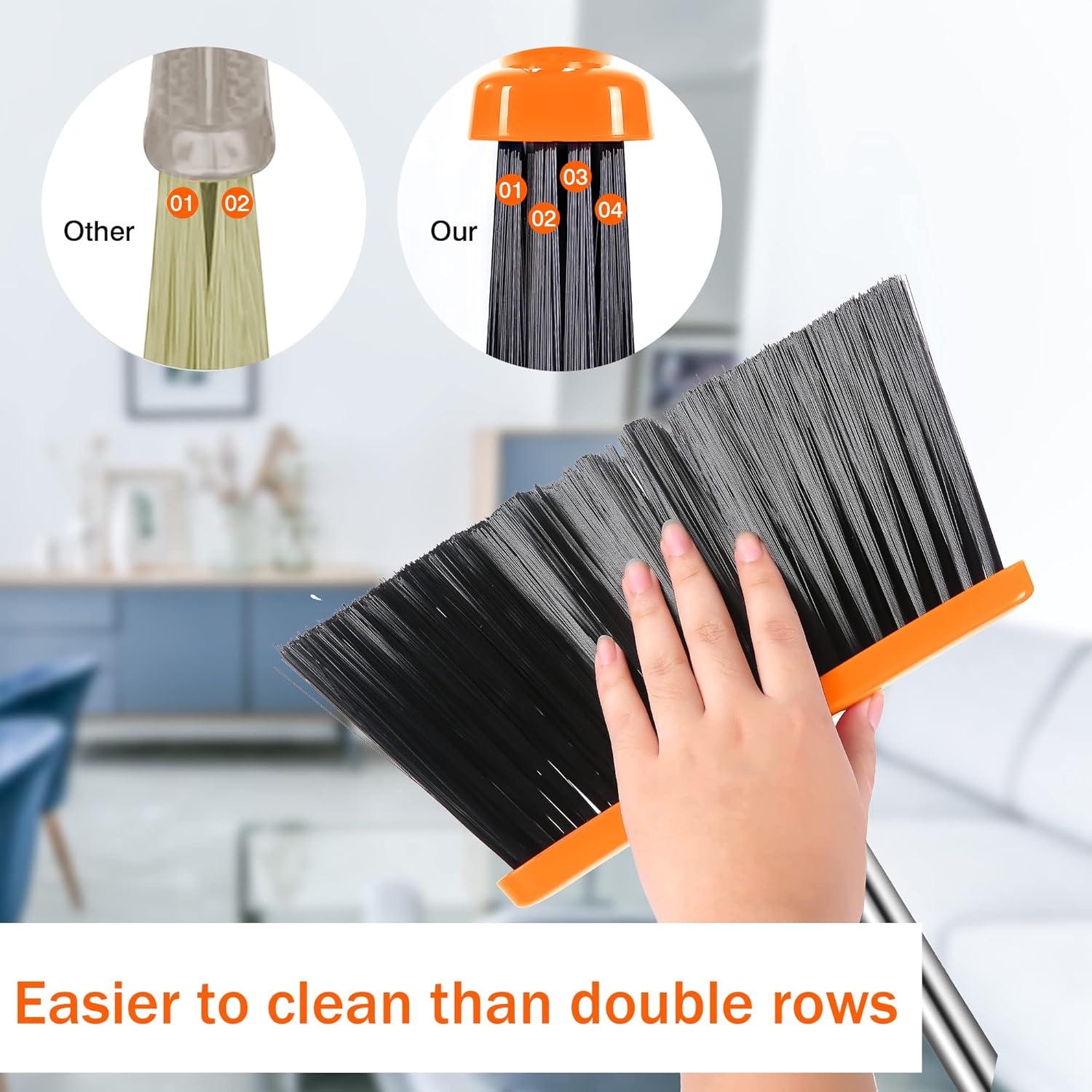 Broom and Dustpan Set for Home, Upright Dustpan and Broom Combo Set with 55" Long Handle Sweeping Office Kitchen Wood Floor Pet Hair, Cleaning Supplies for Indoor Housewarming Gift : Health & Household