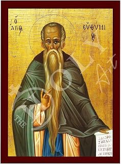 Saint Euthymius Greek Orthodox Icon, Handmade, 11.81x15.75 in (30x40 cm) | ready to hang wall hanging — for prayer corner, home altar or icon shelf — christian gift for baptism, wedding or name day
