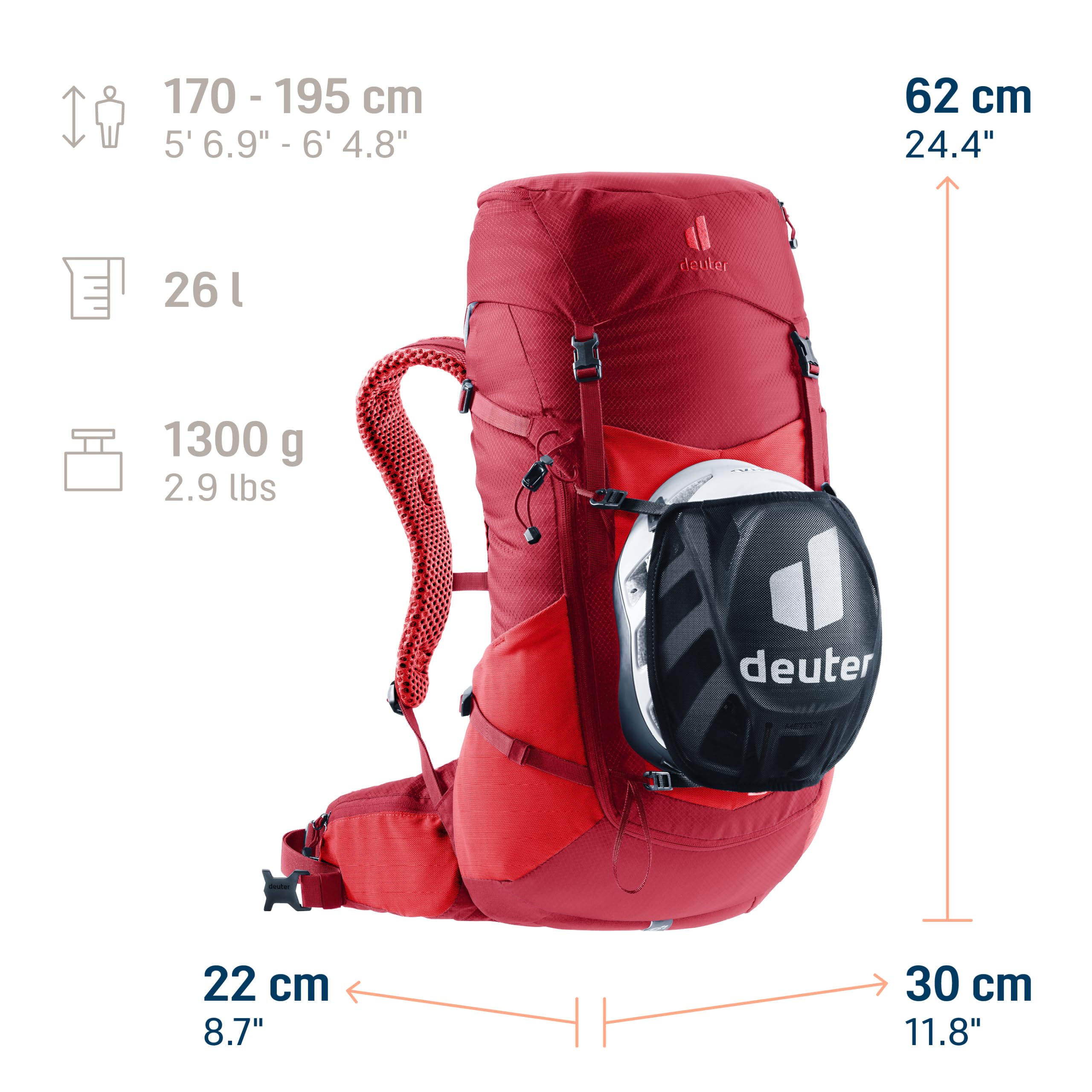 Deuter Futura 26 Mochila de senderismo con espalda de malla y funda para la lluvia