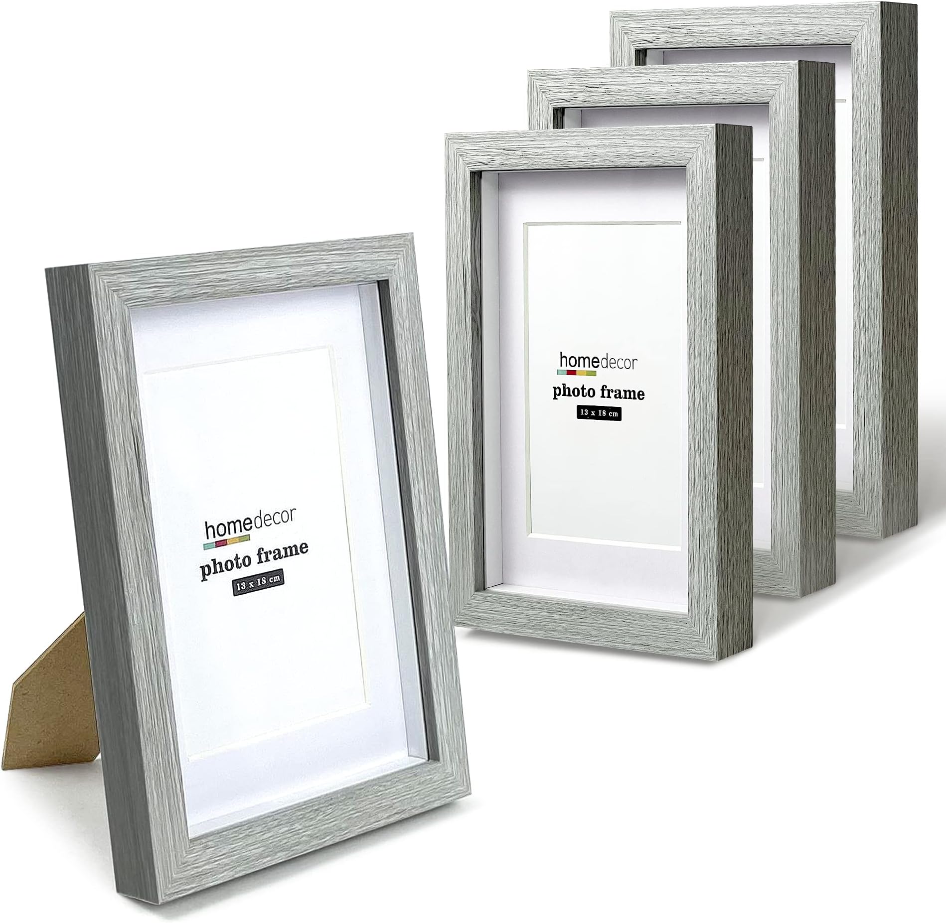 5x7 Shadow Box Frame, 4 Pack Picture Frame Set, Wall Picture Frame, Farmhouse Wood Rustic Picture Frames with Tempered Glass Gallery Wall Tabletop Display (Celadon, 5X7)