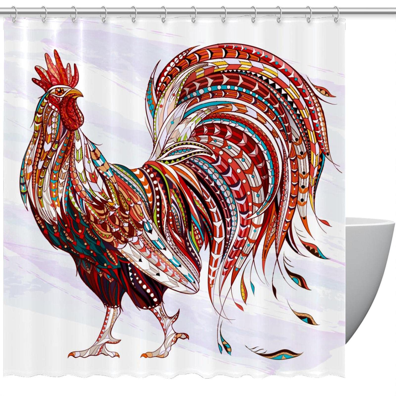 Rideau de douche coq pour une ambiance campagne chic réussie