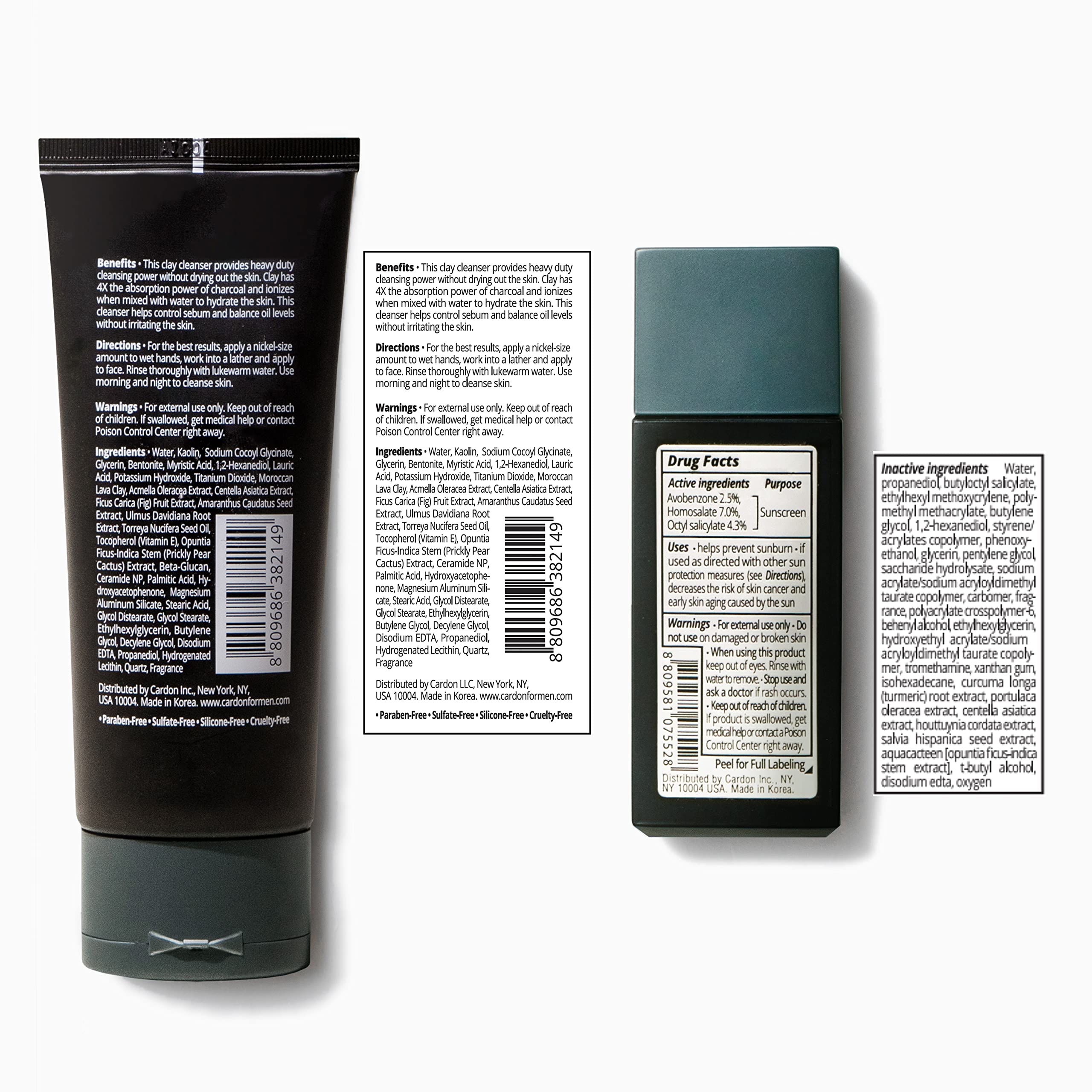 Juego de regalo de edición limitada para el cuidado de la piel para hombre, rutina coreana antienvejecimiento para el cuidado de la piel, a base de cactus, todo tipo de piel, lavado facial, 9