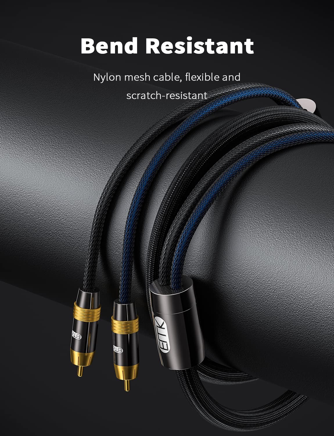 EMK Cavo audio stereo da RCA maschio a RCA maschio, 2 m, per Home Theater, HDTV, amplificatori, sistemi Hi-Fi
