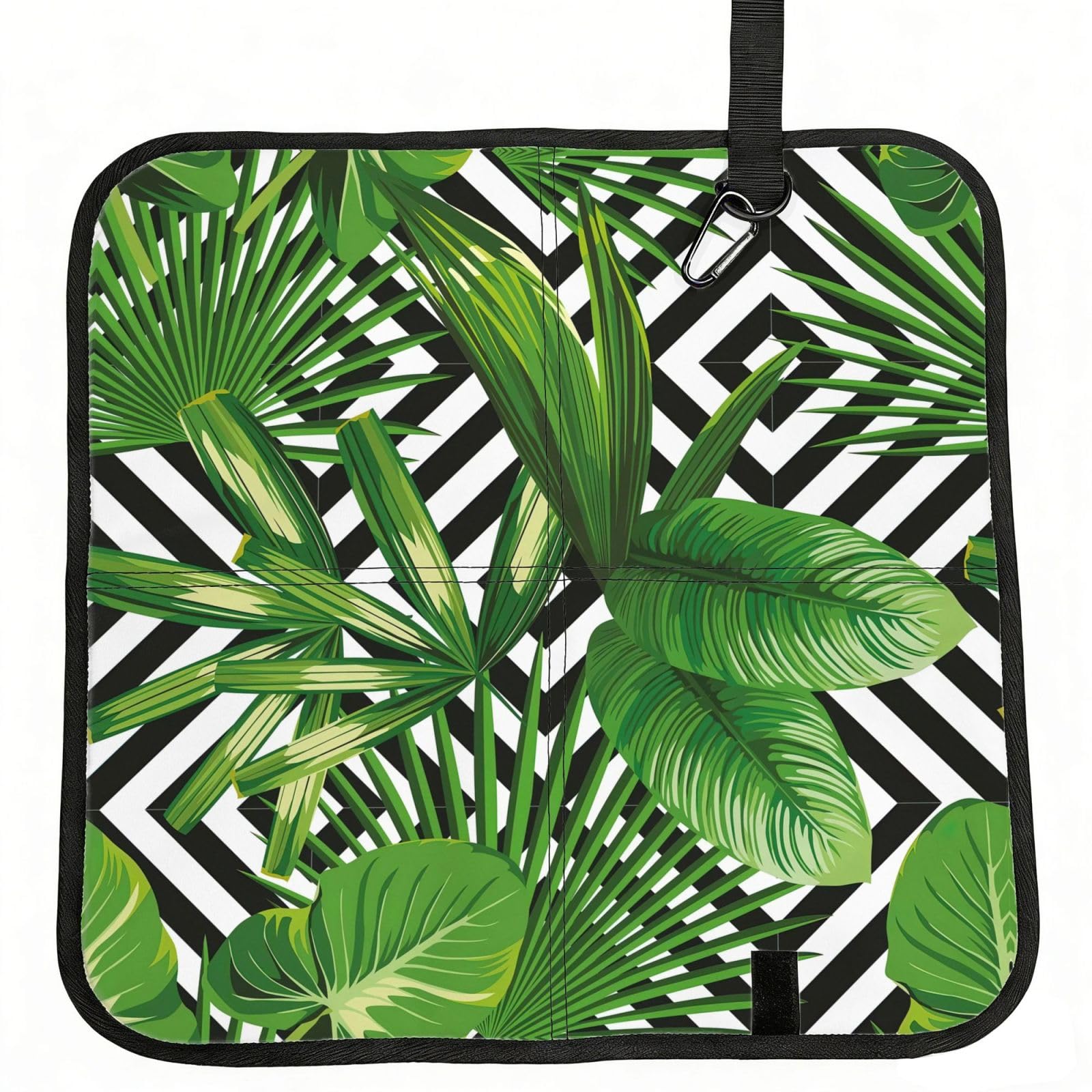 YGLHBDPBF Green Leaves of Palm Tree Tropical Plant Print Camping seat cushion,Foldable Sitting Pads,Save Backpack Space for Hiking