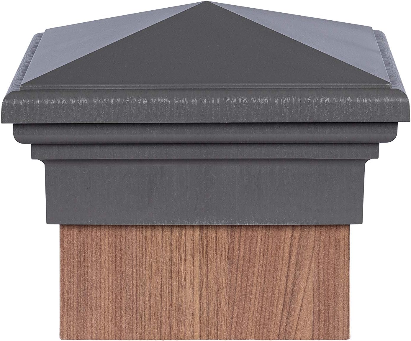 8x8 Post Cap (True 8") Grey New England Pyramid Style Square Top for Outdoor Fences, Mailboxes & Decks…