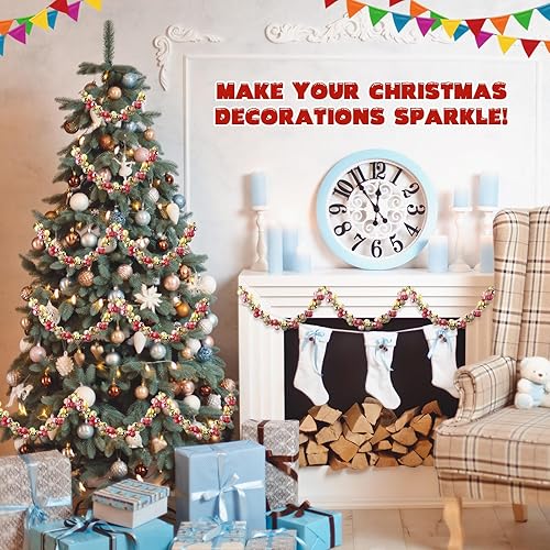 Miniatura 6 de Hiboom Guirnalda de Navidad de 6 pies, guirnalda de bolas de Navidad, adornos para interiores y exteriores, adornos colgantes decorativos para árbol