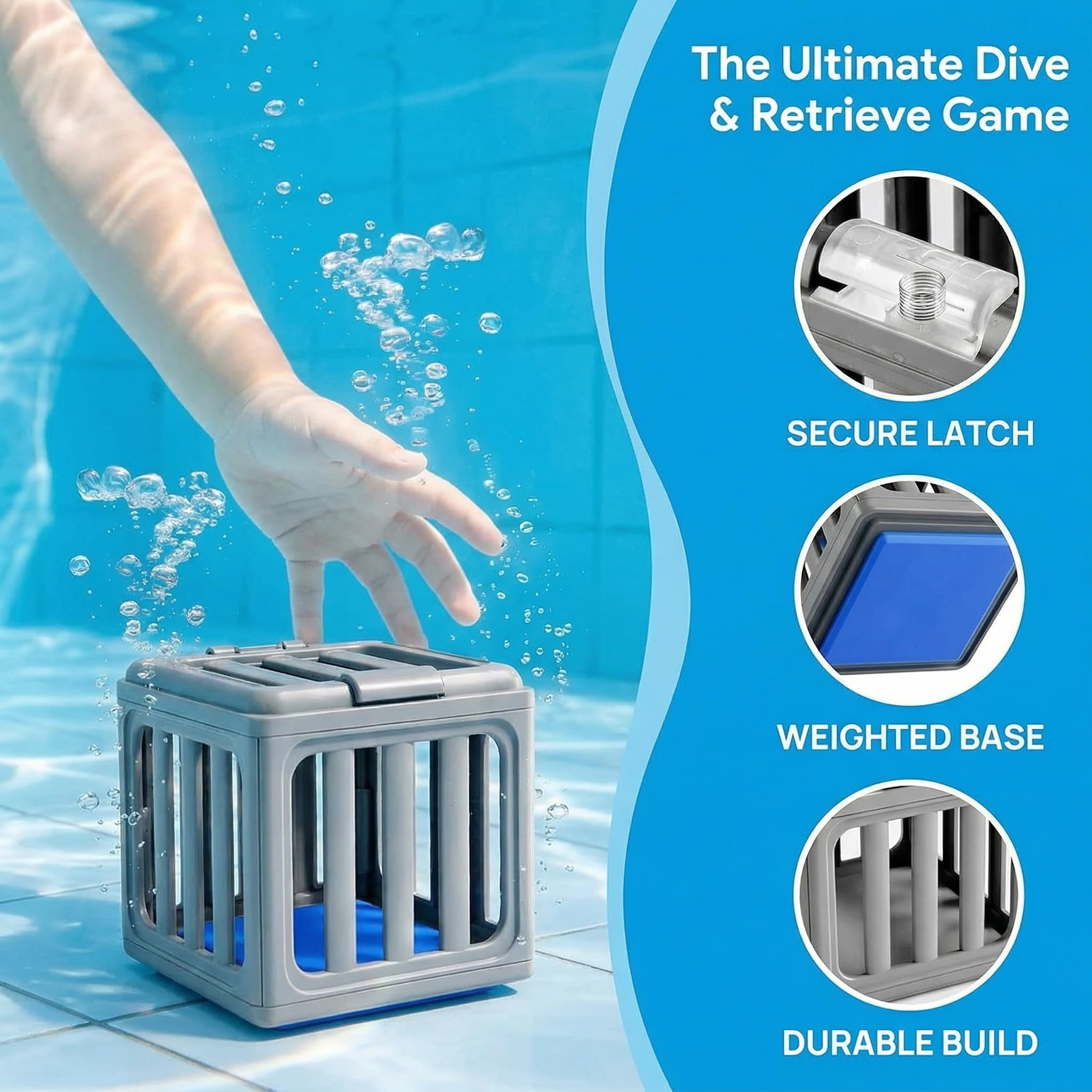 Pool Diving Toys for Kids, Underwater Dive Rescue Toys, Underwater Sinkies for Kids Swimming with Floating Animals & Weighted Cages, Seek And Splash Pool Game Set for Boys Girls (Mix)