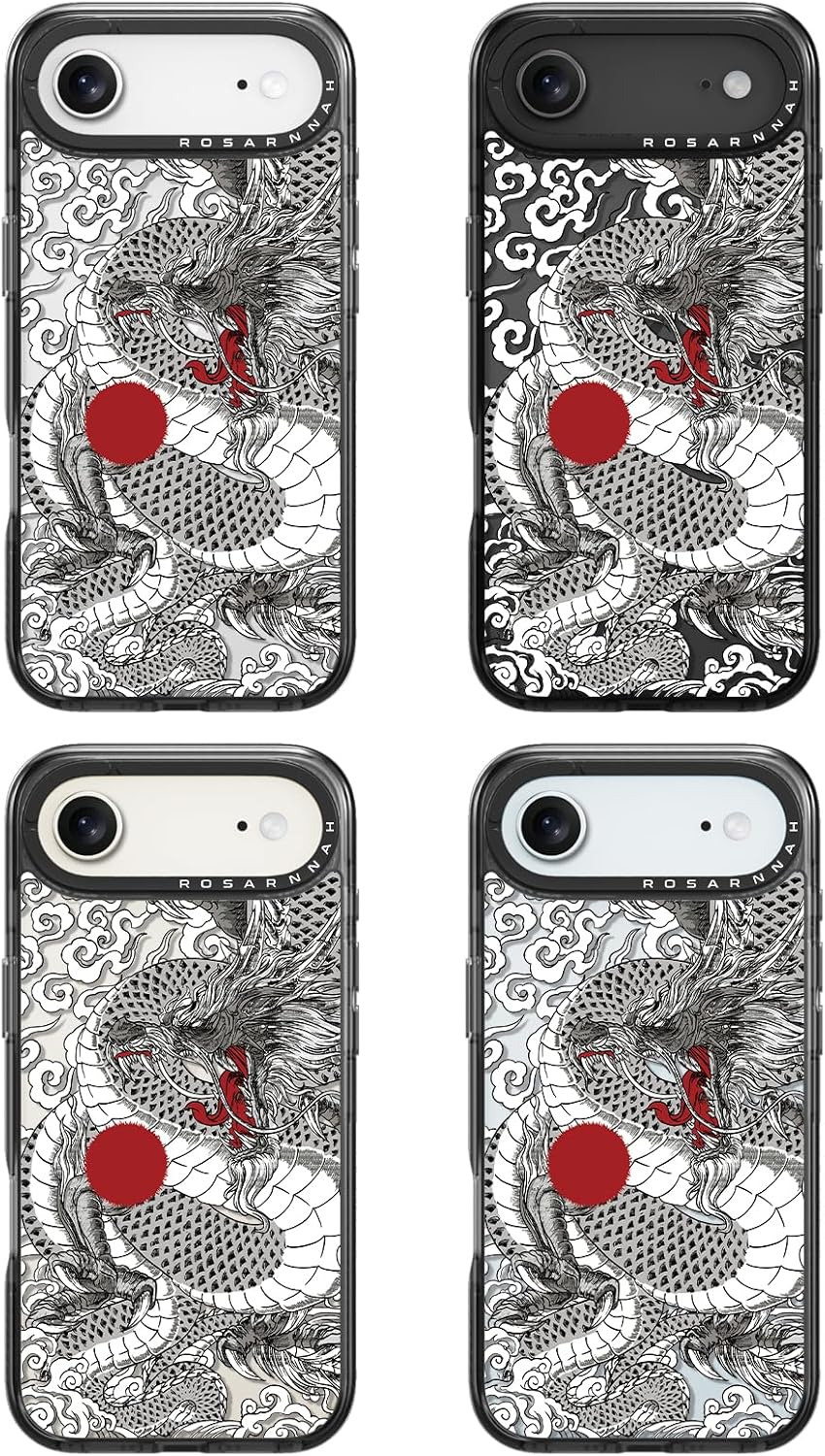 Rosarnnah for iPhone Air Case Cute - Durable Shockproof 6.6 ft Drop Impact Phone Case - Funny Chinese Dragon Design for iPhone 17 Air (6.5") Black