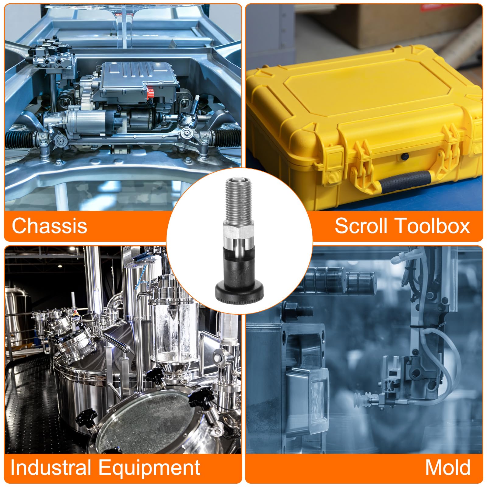 sourcing map 2 piezas de émbolo de resorte de nariz de bola M16 x 1.5 de longitud de rosca de 8 mm de diámetro del pasador de acero inoxidable con autobloqueo, émbolo retráctil para equipos
