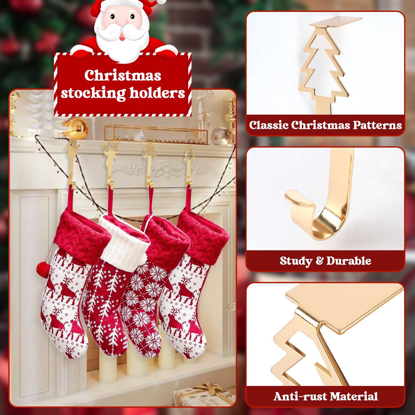 Kungfu Mall Christmas Stocking Holders Gold - Image 2
