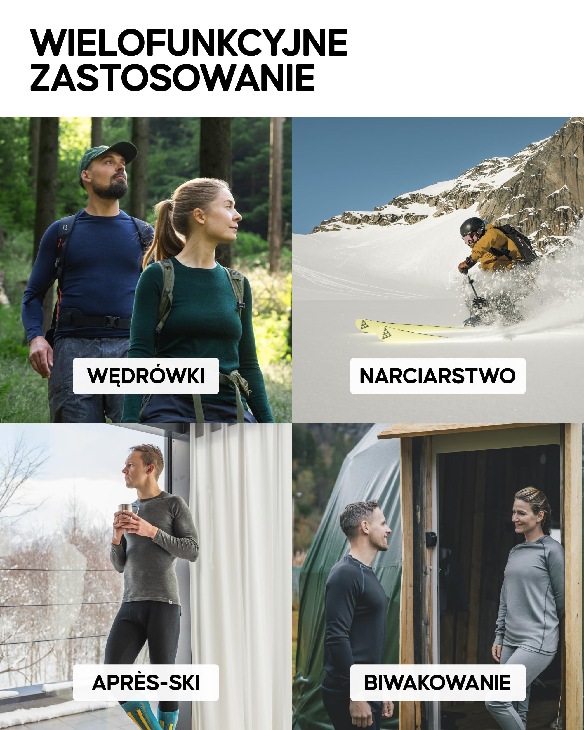 DANISH ENDURANCE Bielizna Termoaktywna Merino, Długie Kalesony Męskie, Wełna Merino, Zestaw Termoaktywny, Odzież Termiczna na Zimę