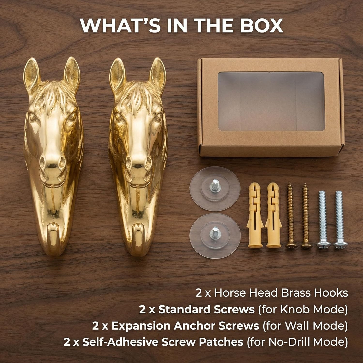 Coat Rack Wall Mounted 2 Pack Brass Horse Head Hook Heavy-Duty Coat Hook Wall-Mounted Bright Gold Pure Copper Coat Hook for Wall for Wardrobe Behind Door Bathroom Bedroom(Length 58mm)
