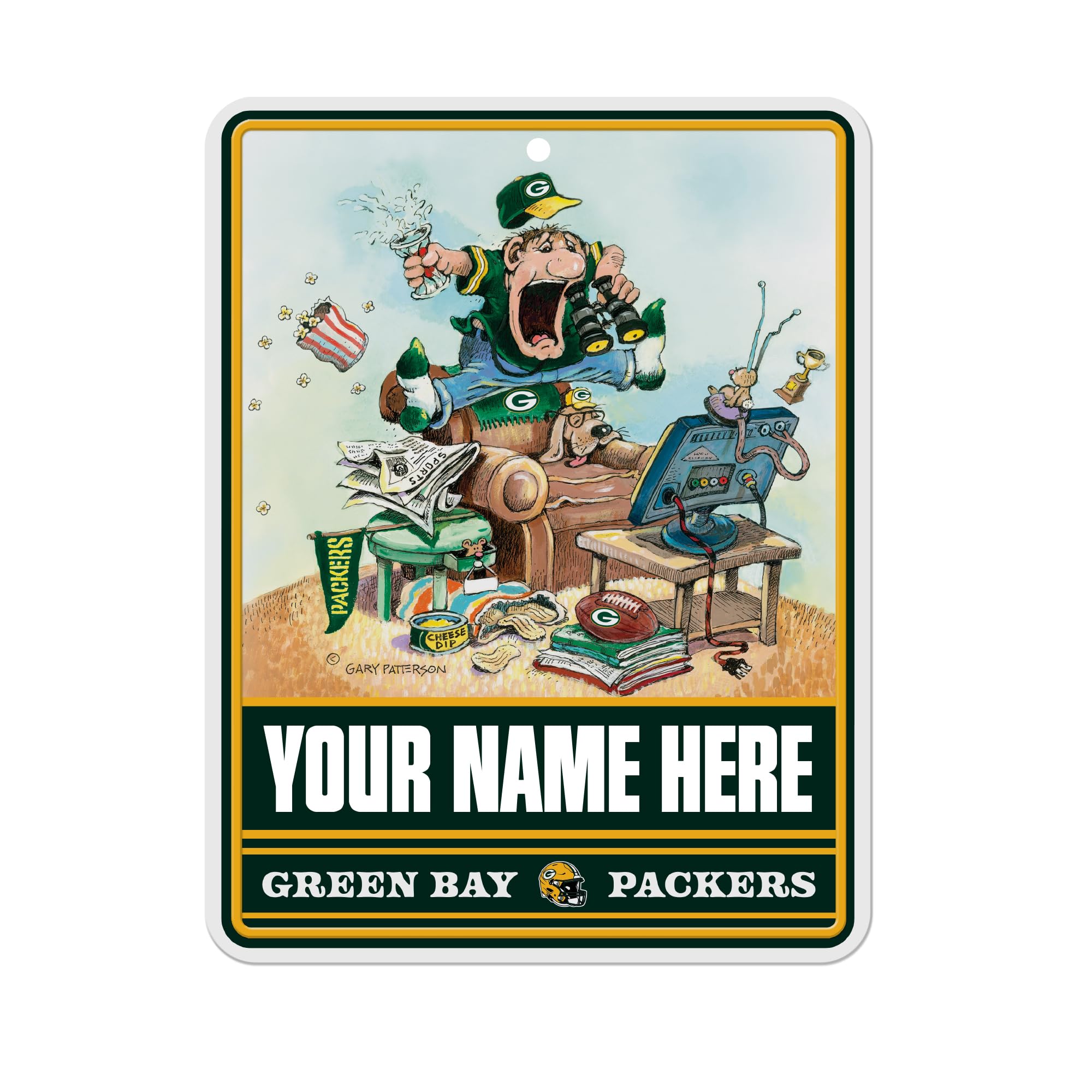 Rico Industries NFL Football Green Bay Packers Gary Patterson's The Fan Personalized/Custom Metal 8.5