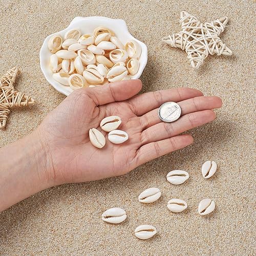 Vista 78 de Cheriswelry 50 cuentas de concha galvanizadas, conchas de cauri en espiral, conchas de mar, verano, playa, cuentas espaciadoras sueltas