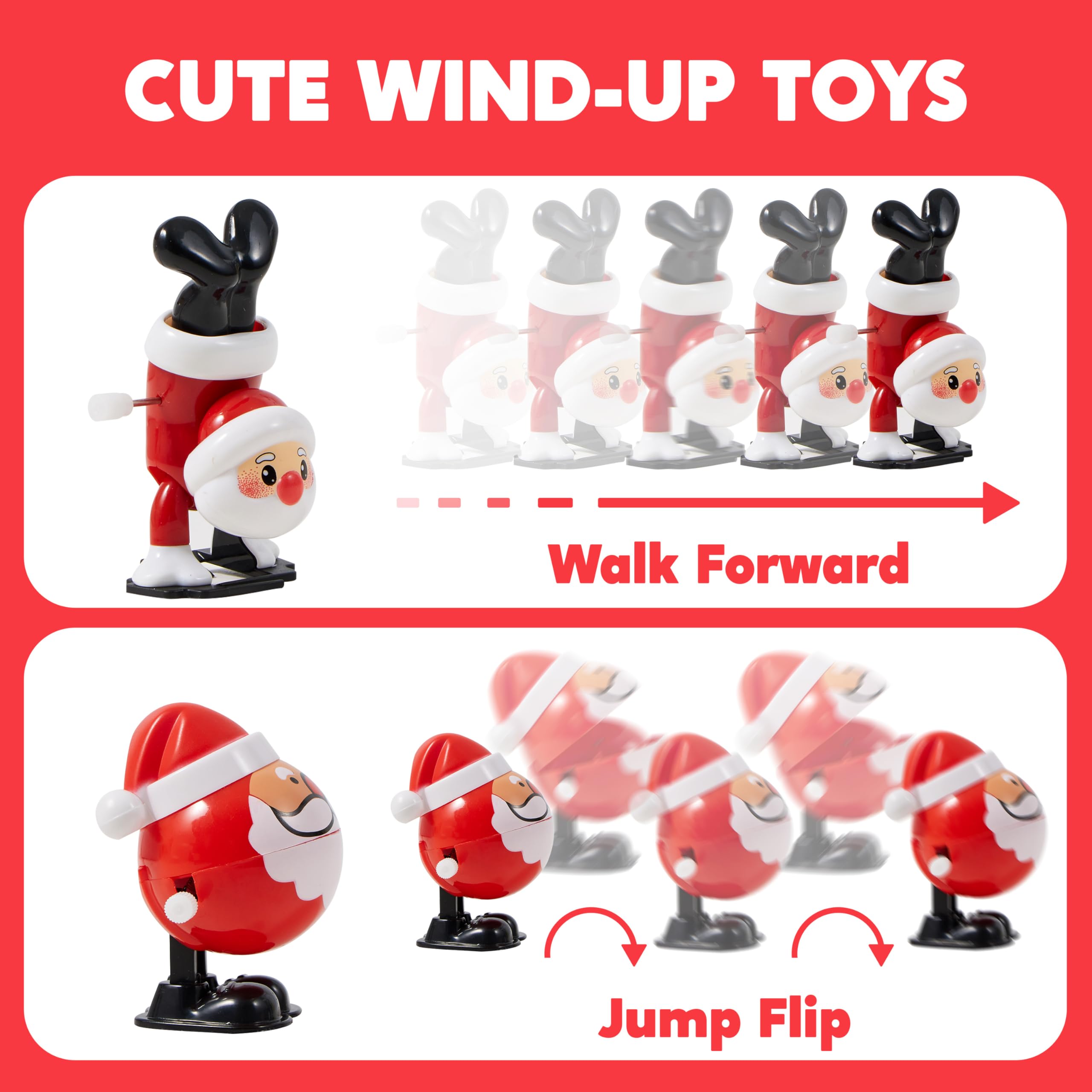Lot De 9 Jouets à Remonter Noël - Figurines Mécaniques Sauteuses (Père Noël, Bonhomme De Neige...), Pour Décoration Et Cadeau