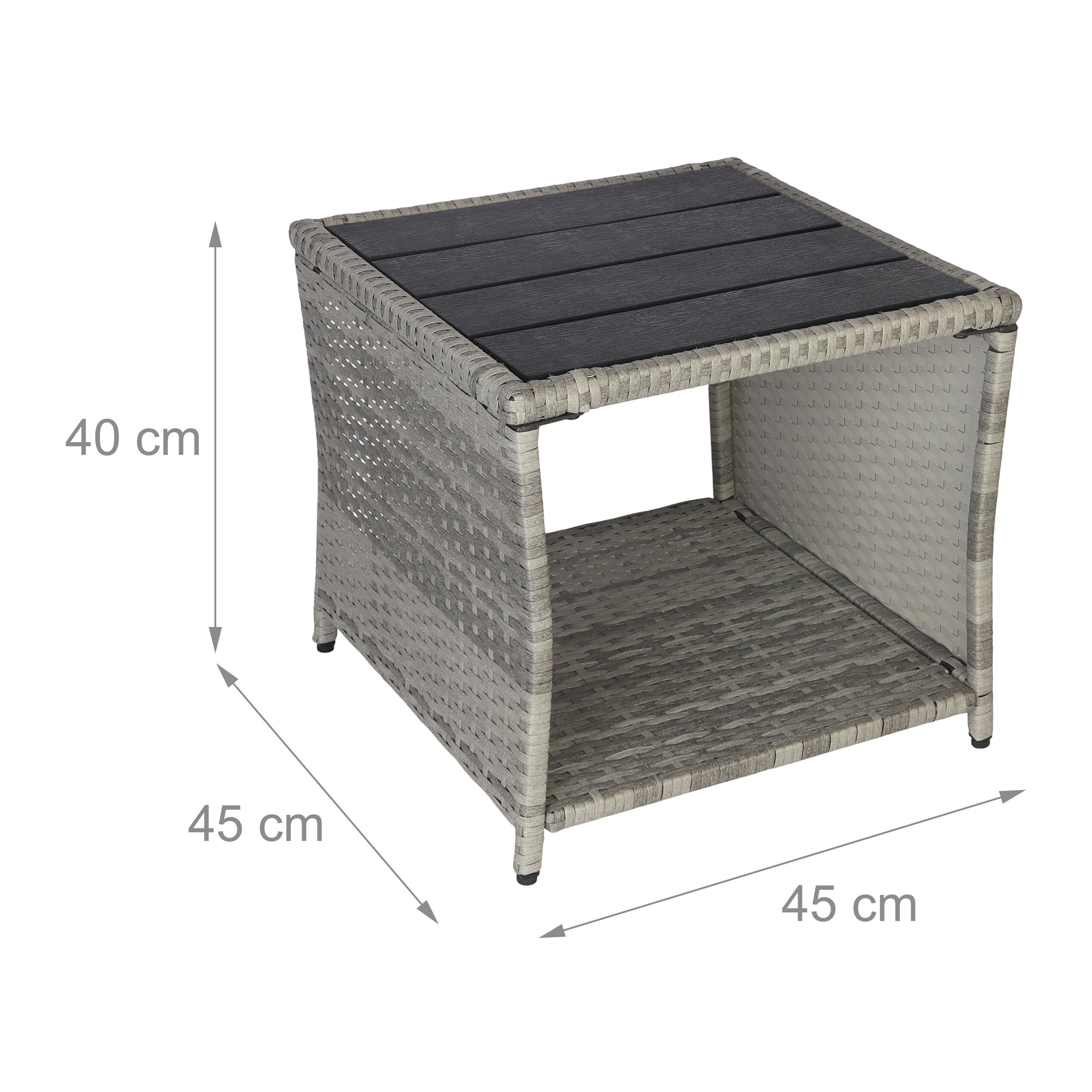Relaxdays Tavolino Quadrato da Balcone, HxLxP 40x45x45 cm, Resistente alle intemperie