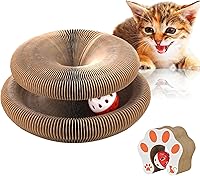 Cufquckl Magic Organ Foldable Cardboard Cat Scratching Board with Bell Ball - Interactive Scratch-Resistant Toy for Play & Chase