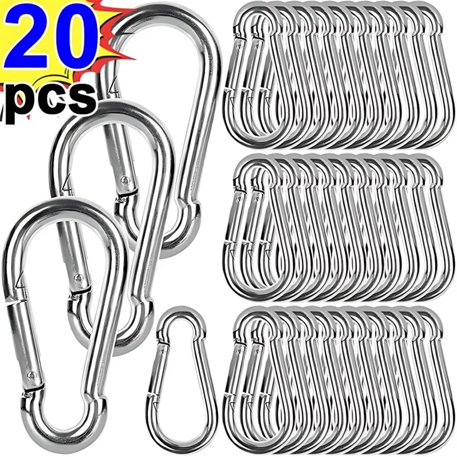 Klipsy zatrzaskowe Karabińczyki 5/10/20 szt. Mini klips sprężynowy ze stopu aluminium w kształcie litery D, karabińczyk do kluczy, plecak kempingowy, butelka, codziennego użytku(20pcs)