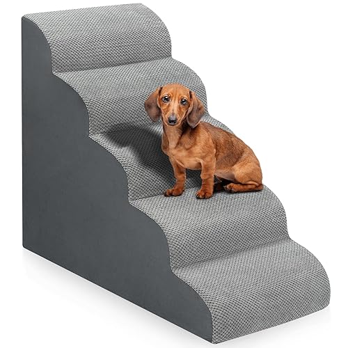 Dog Stairs for Bed 28.7”H, 5-Step Dog Ramp, Non-Slip Sturdy