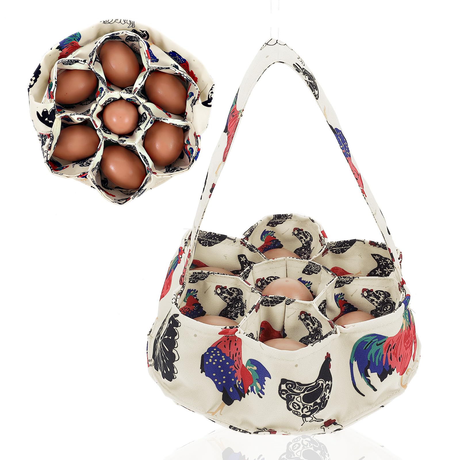 Egg Collecting Basket Canvas Egg Collector With 7 Pouches Portable Farmhouse Chicken Eggs Holder For Chicken Duck Goose Bird Chickens Eggs Basket For Collecting And Gathering Housewife Garden Storage