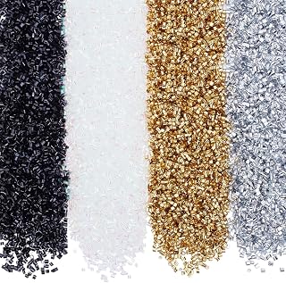 4 Colors About 8464Pcs Crispy Bingsu Beads 3D Glitter Plastic Beads 3mm Mixed Color Soft Straw Tube Beads Lightweight Bingsu Beads for Assortment Crunchy Microbeads Supplieser