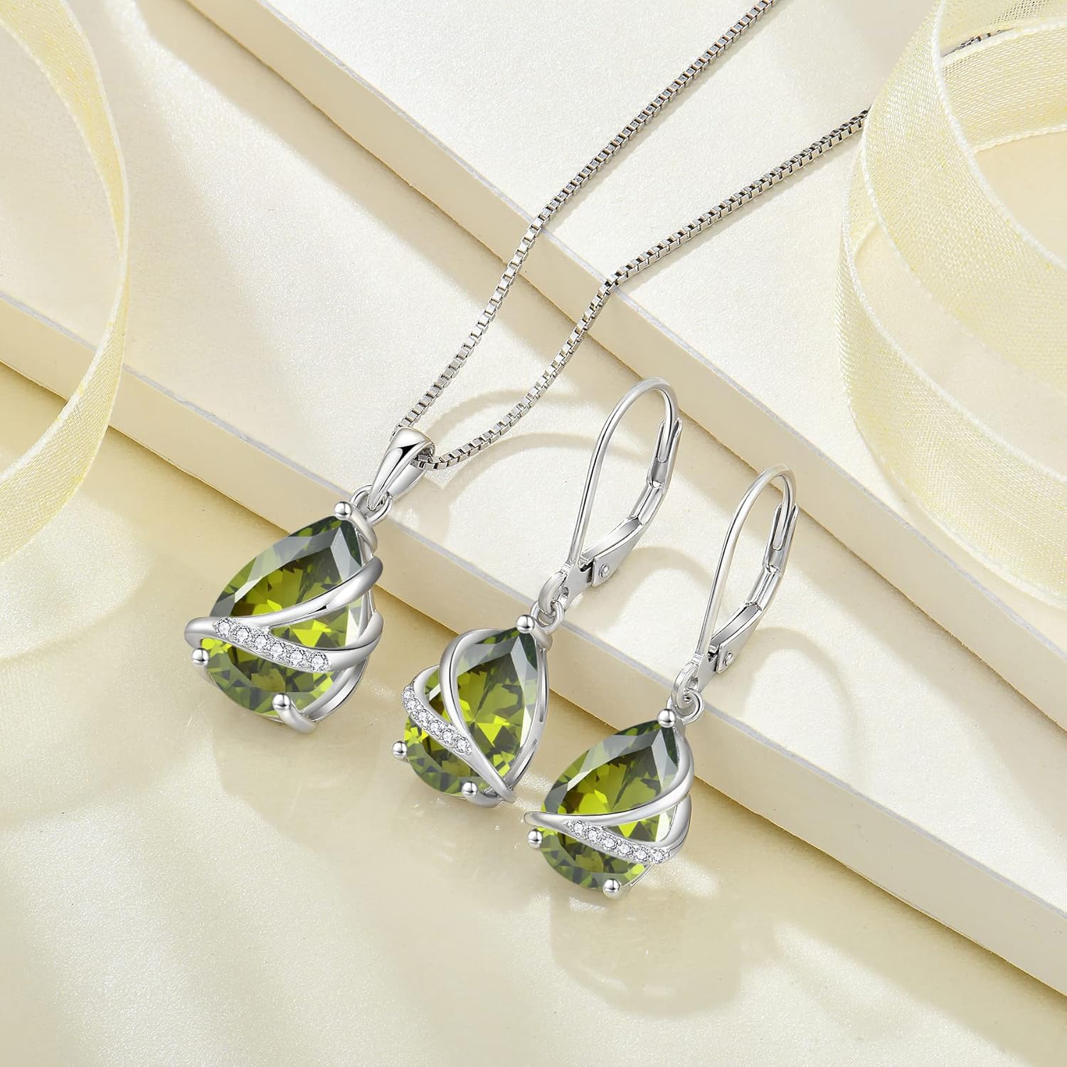 Birthstone Dangle Drop Earrings for Women 925 Sterling Silver Teardrop Leverback Earrings Jewelry Gifts for Wife Mother Her - Image 5