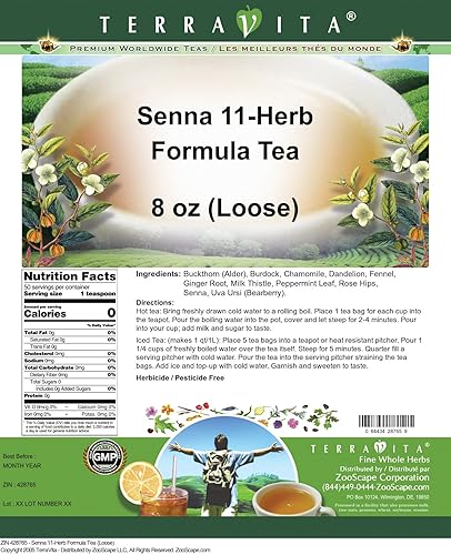 Senna - Té de fórmula de 11 hierbas (suelto) (8 onzas, ZIN 428765) - Paquete de 3
