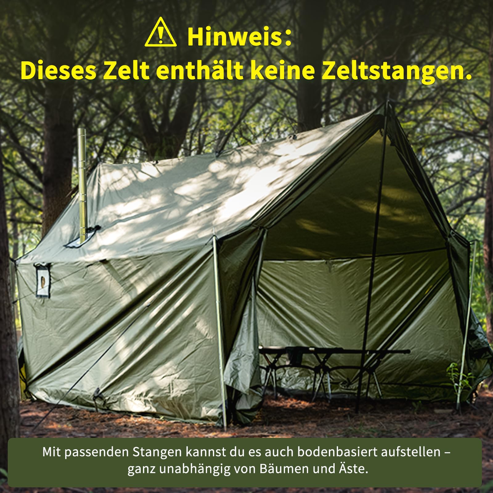 Hamak namiot z otworem na piec, odporny na warunki zimowe namiot domowy dla 3-4 osób, duży pokój, na kemping, wędrówki