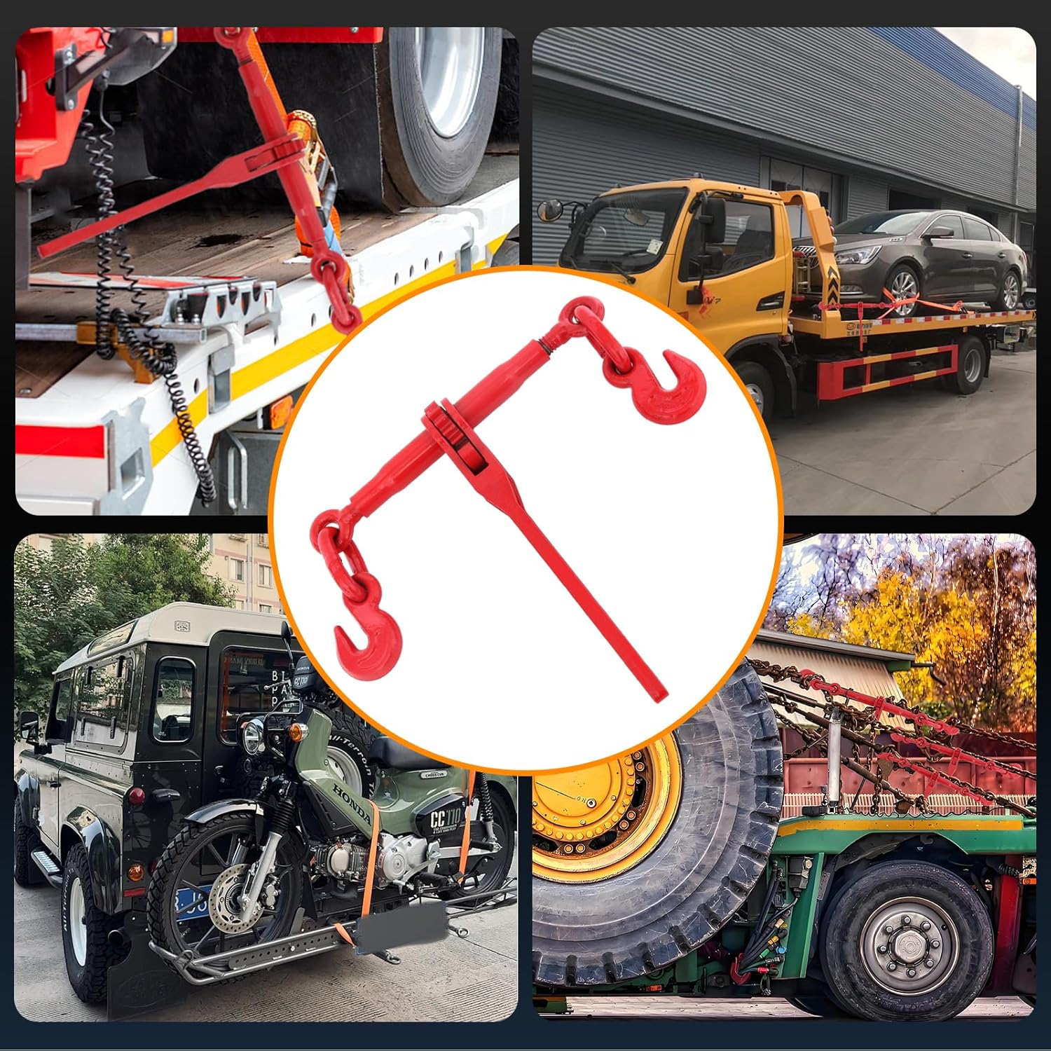 Heavy Duty Ratchet Chain Binders 2-Pack 9215 LBS Working Load Limit, 3/8" - 1/2" with G70 Hooks for Transport Chains, Tie-Down, Hauling