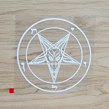 Pentagram Baphomet Devil Satanic Goat Decal Vinyl Sticker - White 6 Inches - No Background for Car Boat Laptop Cup