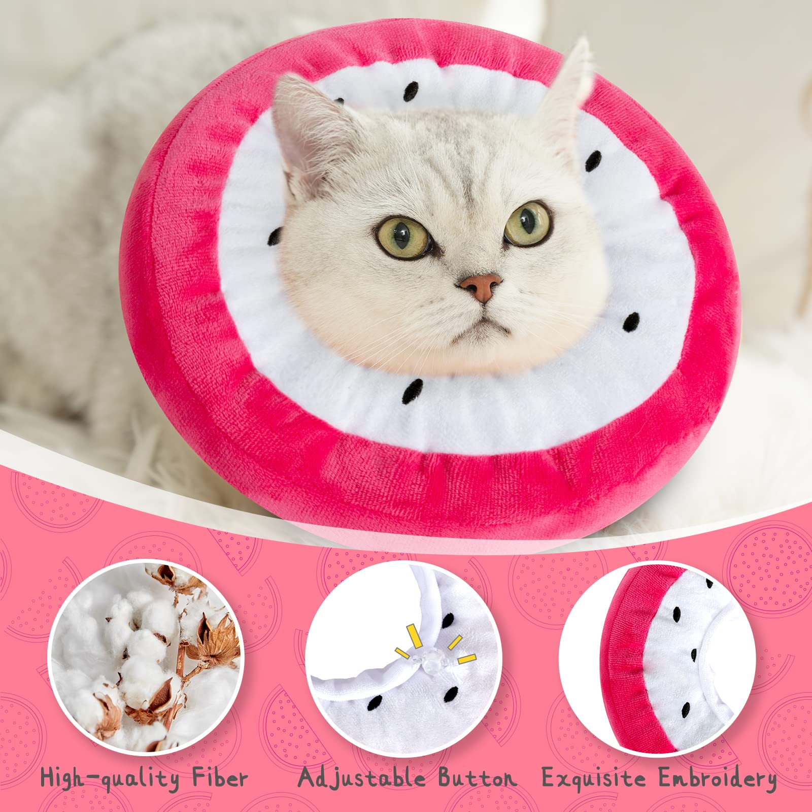 ANWA Elizabethan Cat Collar Adjustable Soft Cute Cat Recovery Collar Surgery Recovery Collar for Kittens, Dragonfruit - Image 4
